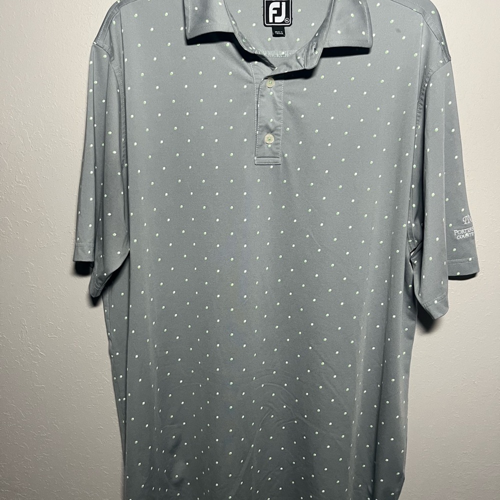 Men’s Gray FootJoy Square Print Pattern Short Sleeve Golf Polo Size XL